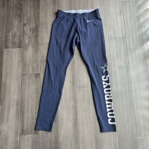 Nike Dallas Cowboys Women's Sz M Pants Navy Blue Patterned Leggings With LOGO
